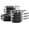 imageCalphalon 15Piece Pots and Pans Set Stackable Nonstick Kitchen Cookware with StayCool Stainless Steel Handles Black15Piece
