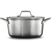 imageCalphalon Premier Stainless Steel 6Quart Stock Pot with Lid 3Layer Metal Construction Even Heating Oven ampamp Dishwasher Safe
