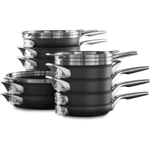 imageCalphalon 15Piece Pots and Pans Set Stackable Nonstick Kitchen Cookware with StayCool Stainless Steel Handles Black15Piece