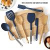 image:imageCalphalon Edge 6 Piece Stainless Steel Kitchen Tool amp Gadget Set Navy BlueNavy Blue w Silicone  Teak Wood Prime  7pc Utenstil Set