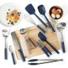 image:imageCalphalon Edge 6 Piece Stainless Steel Kitchen Tool amp Gadget Set TaupeNavy Blue Stainless Edge  11pc Utensil Set