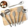 image:imageCalphalon Edge 6 Piece Stainless Steel Kitchen Tool amp Gadget Set TaupeTaupe w Silicone Edge  6pc Utensil Set