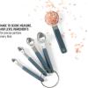 image:imageCalphalon Prime 4 Piece Stainless Steel Measuring Cups WTaupe Silicone HandlesNavy Blue w Silicone Prime  Measuring Spoons