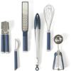 image:imageCalphalon Edge 6 Piece Stainless Steel Kitchen Tool amp Gadget Set TaupeNavy Blue w Silicone Edge  6pc Utensil Set