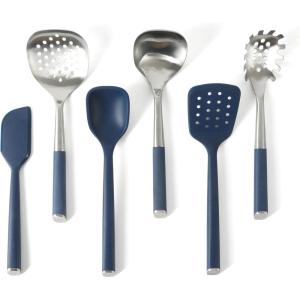 image:imageCalphalon Edge 6 Piece Stainless Steel Kitchen Tool amp Gadget Set Navy BlueStainless Steel Edge  6pc Utensil Set