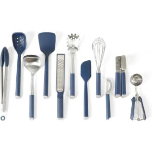 image:imageCalphalon Edge 6 Piece Stainless Steel Kitchen Tool amp Gadget Set TaupeNavy Blue Stainless Edge  11pc Utensil Set