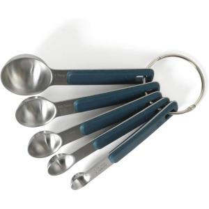 image:imageCalphalon Prime 4 Piece Stainless Steel Measuring Cups WTaupe Silicone HandlesNavy Blue w Silicone Prime  Measuring Spoons