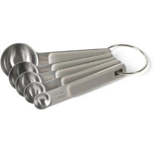 image:imageCalphalon Prime 4 Piece Stainless Steel Measuring Cups WTaupe Silicone HandlesTaupe w Silicone Prime  Measuring Spoons