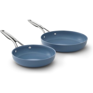 image:imageCalphalon Premier Ceramic Nonstick 8 inch and 10 inch Frying Pan Set Durable Ceramic Pans for Searing Sauteing Long Lasting PFASFree Cookware Dishwasher Safe MacaronMacaron