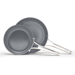 image:imageCalphalon Premier Ceramic Nonstick 8 inch and 10 inch Frying Pan Set Durable Ceramic Pans for Searing Sauteing Long Lasting PFASFree Cookware Dishwasher Safe MacaronMushroom Grey
